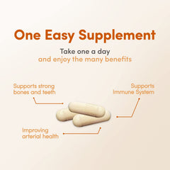 Vitamin A, D3, and K2 capsules highlighting high-potency formula