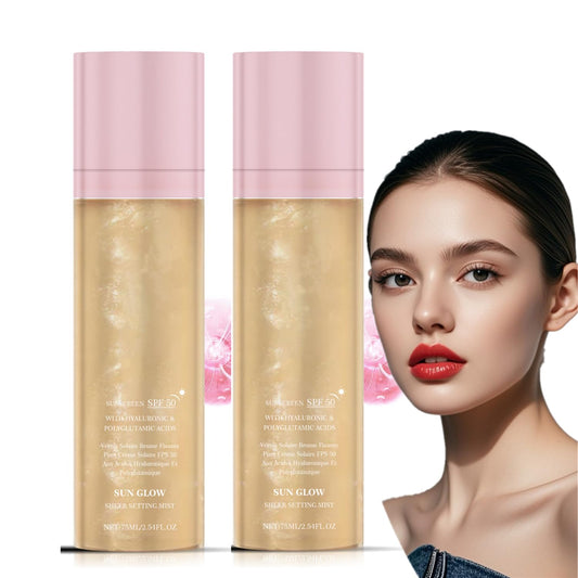 LOYOTICE Sunglaze setting mist cap for easy spray and SPF 50.