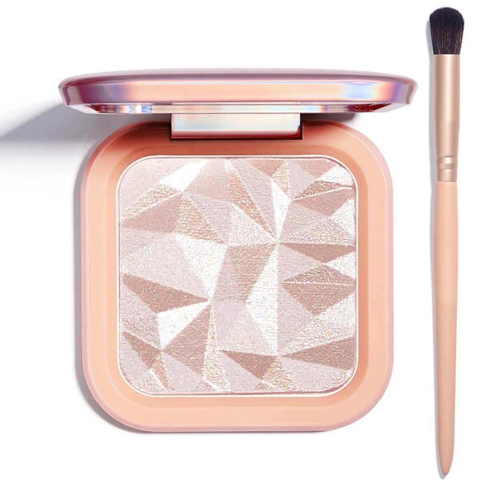 LSxia Nude Pink highlighter palette with mirror brightens cheeks with a natural radiant glow.
