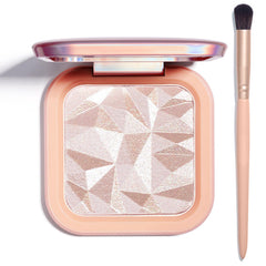 LSxia Nude Pink highlighter palette with mirror brightens cheeks with a natural radiant glow.