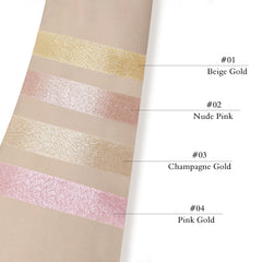 LSxia highlighter palette beige gold swatch shows refined shimmer for subtle contour.