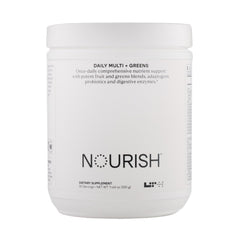 Bottle front label of LTH Nourish Multi Plus Greens