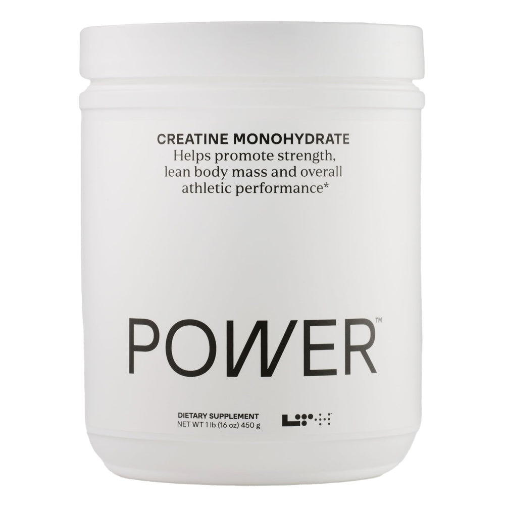 Front view of LTH Power Creatine Monohydrate 16 oz container