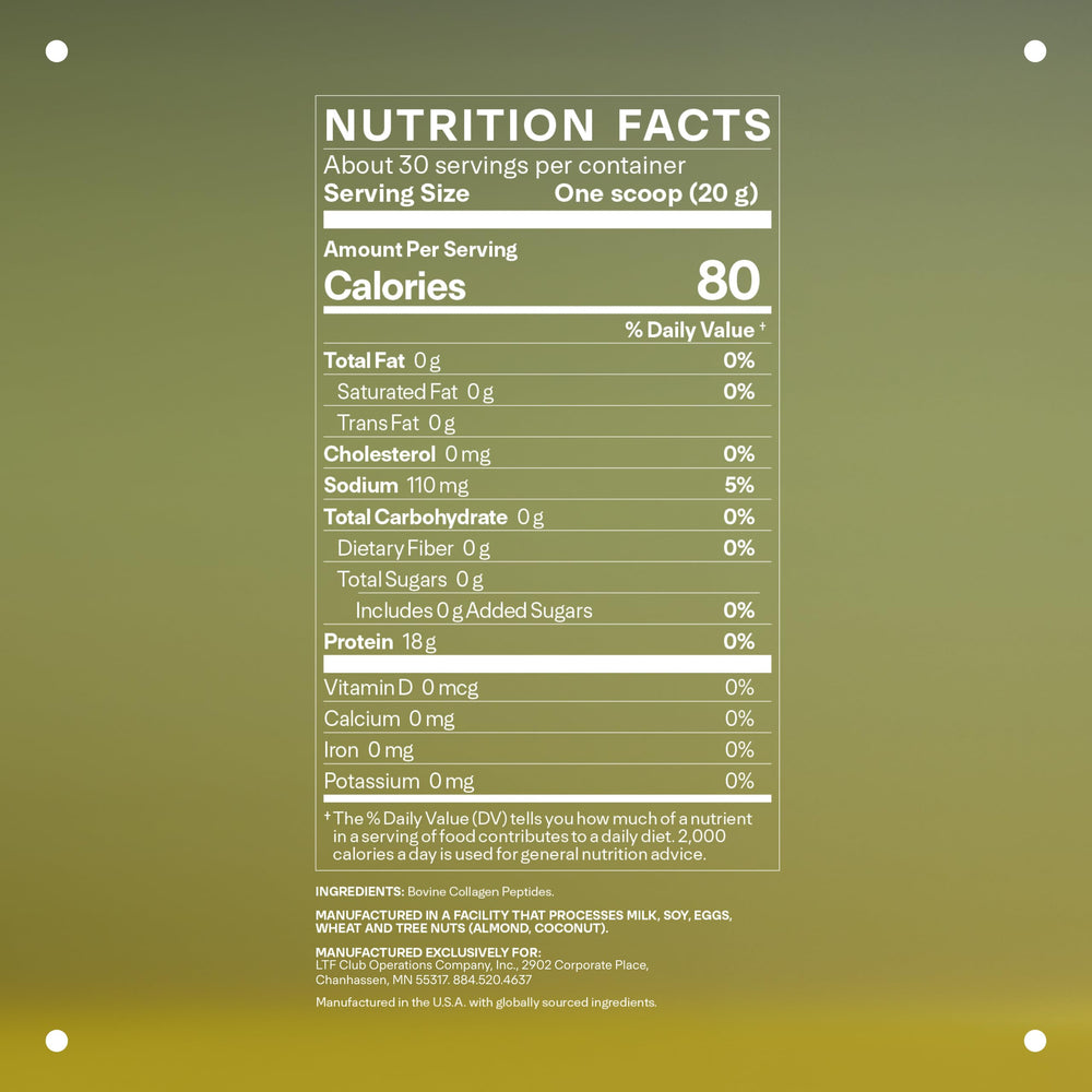 Hydrolyzed collagen peptides powder in scoop