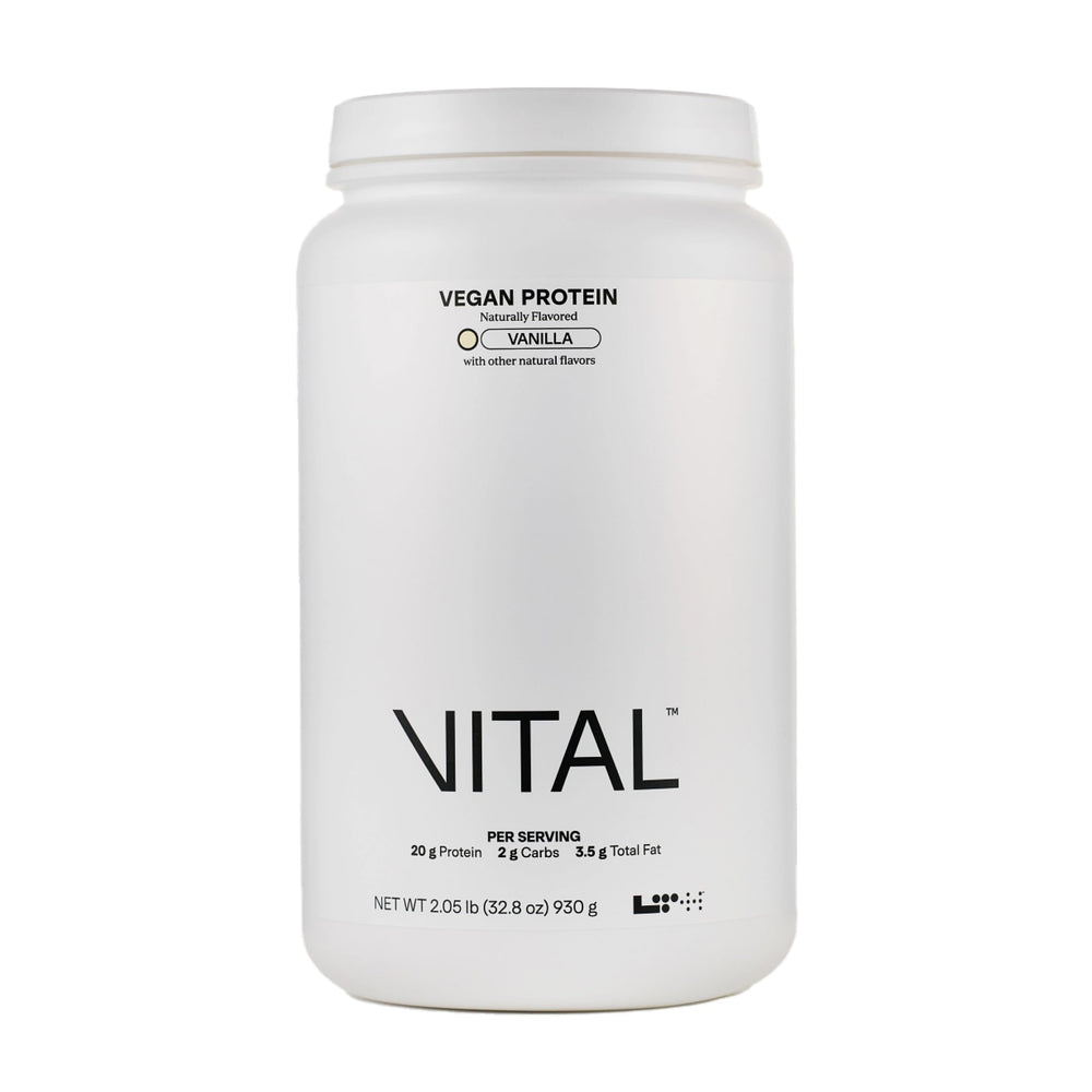 Front view of LTH Vital Vegan Protein Vanilla 30 Servings package