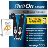 LUAL Premier blood glucose test strips 100-count box for reliable home testing.