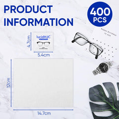 Wipes being used to clean eyeglasses and camera lenses