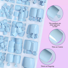 LuckForever 160pc blue toe nails kit for complete at-home pedicures.