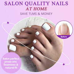 LuckForever adhesive jelly tabs included for clean, damage-free toe nail applications.