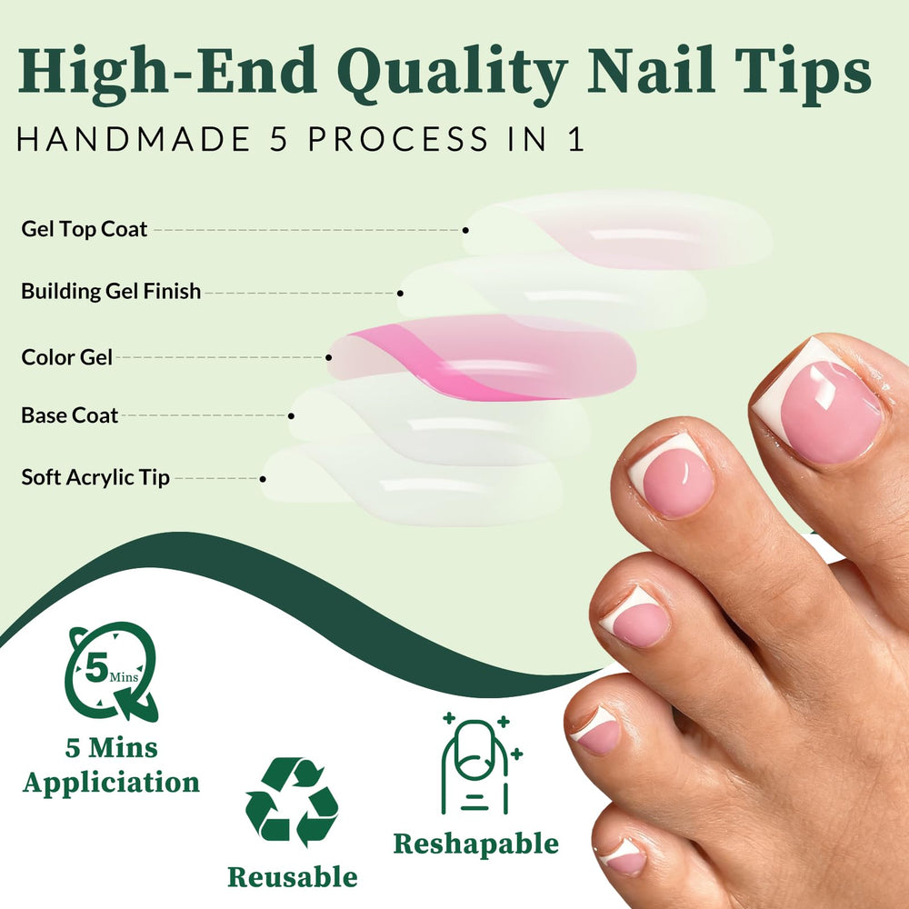 LuckForever press-on toe nails being applied for a fast at-home manicure.