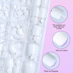LuckForever short square white toe nails for quick, comfortable toe beautification.