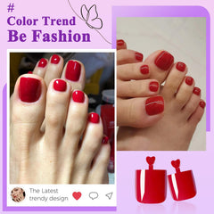 LuckForever red toe nails fit big and small toes for secure wear.
