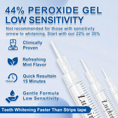 Pack of ten whitening gel tubes displayed