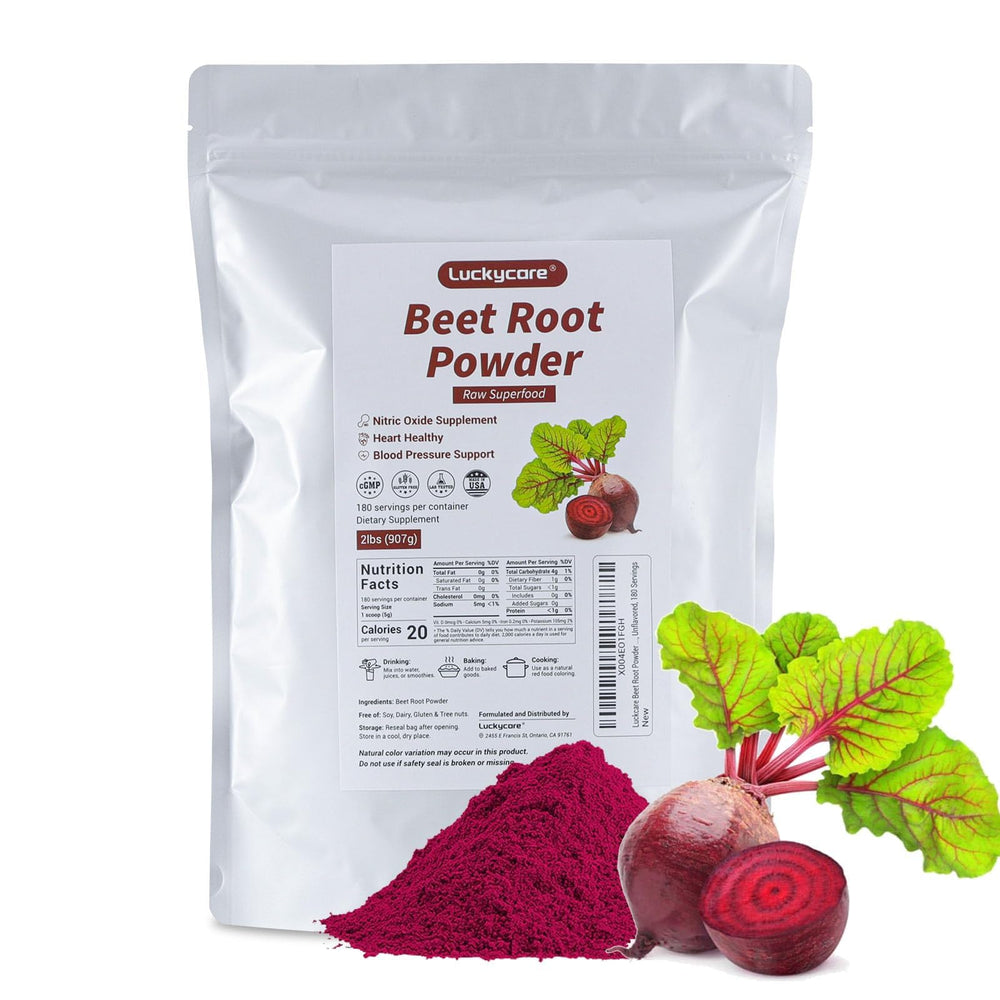 Front view of Luckycare Raw Beet Root Powder 2lb container