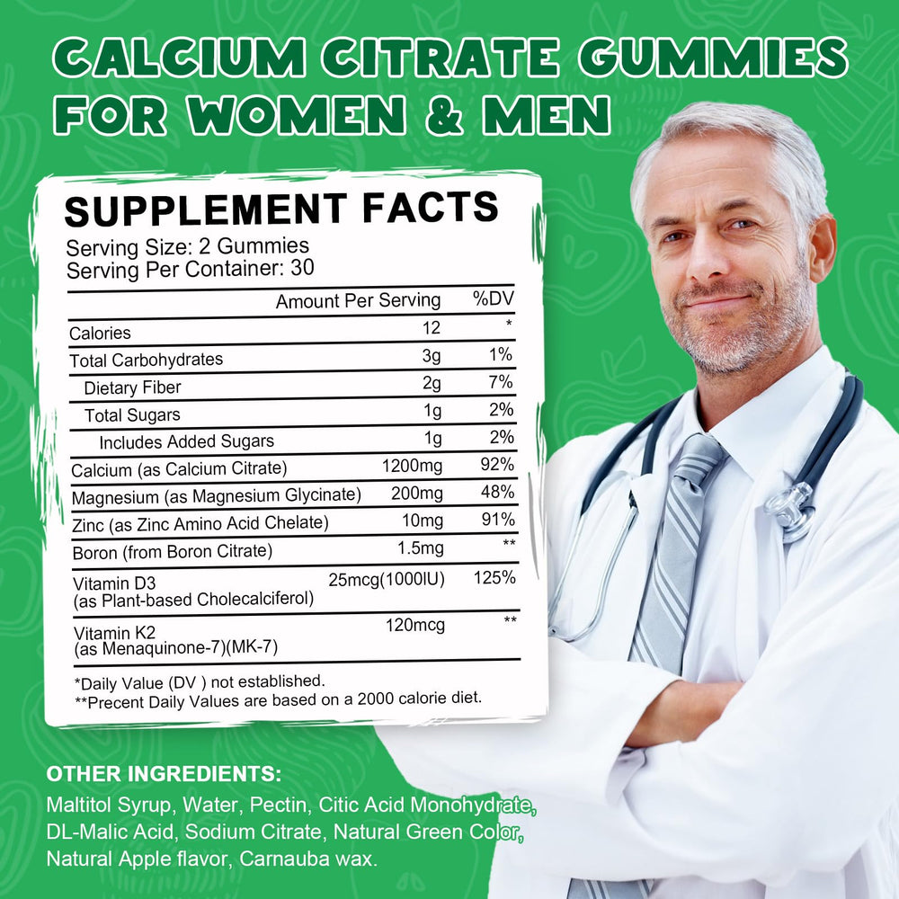 Gummies with apple flavor on a white background