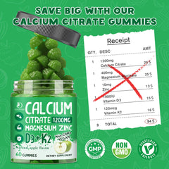 Nutrition label for LUCNVEM Calcium Citrate 1200 mg gummies
