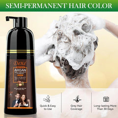 LUJAJIAO 3-in-1 dye shampoo demonstrates color, wash, and conditioning in one step