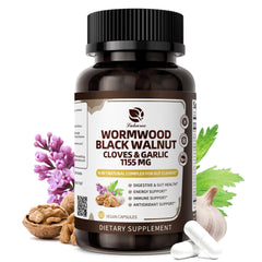 Lukaree 16-in-1 wormwood black walnut clove detox capsules bottle