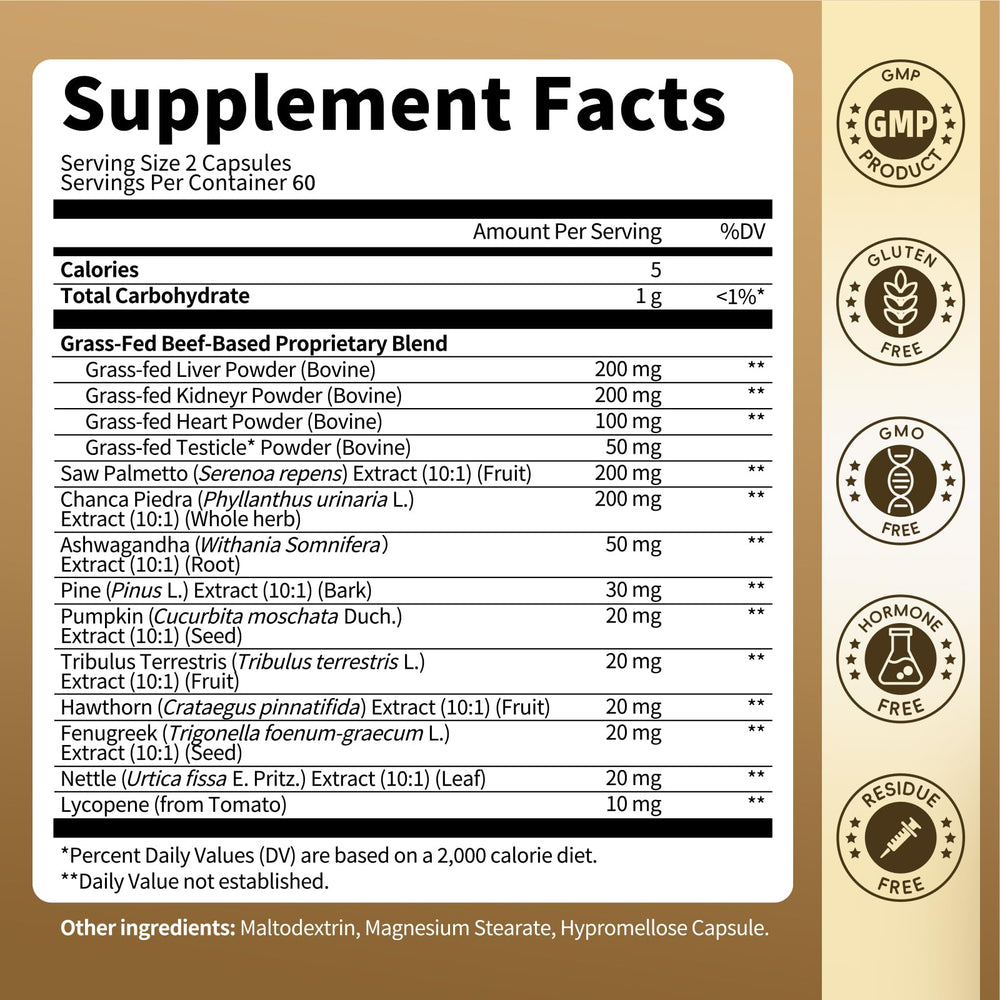 120 capsules bottle of Lukaree Beef Organ Supplement for Men