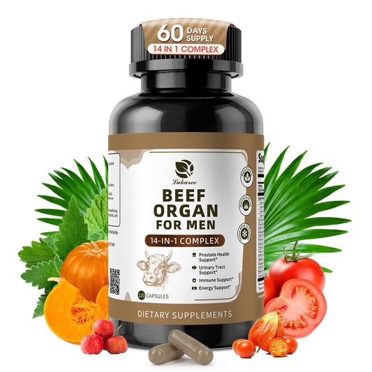 Lukaree Beef Organ Supplement for Men bottle and packaging