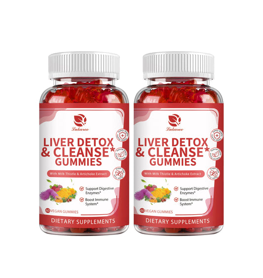 Bottle of Lukaree Liver Cleanse Detox Gummies with raspberry flavor