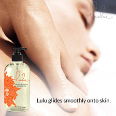 Close-up of massage oil texture showing non-greasy absorption
