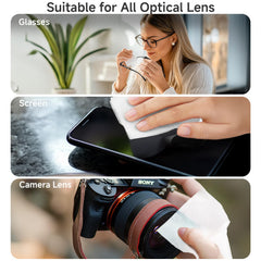 Glasses, sunglasses and device screens cleaned with anti-fog wipes
