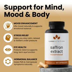Saffron extract capsules bottle with label visible