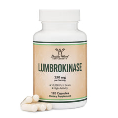 Front view of Double Wood Lumbrokinase Enzymes supplement bottle
