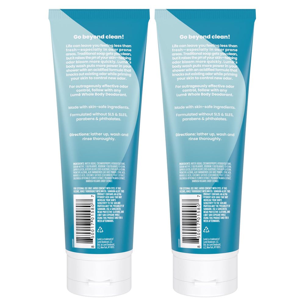 Lume Acidified Body Wash pump-application—smooth lather with comfortable use.