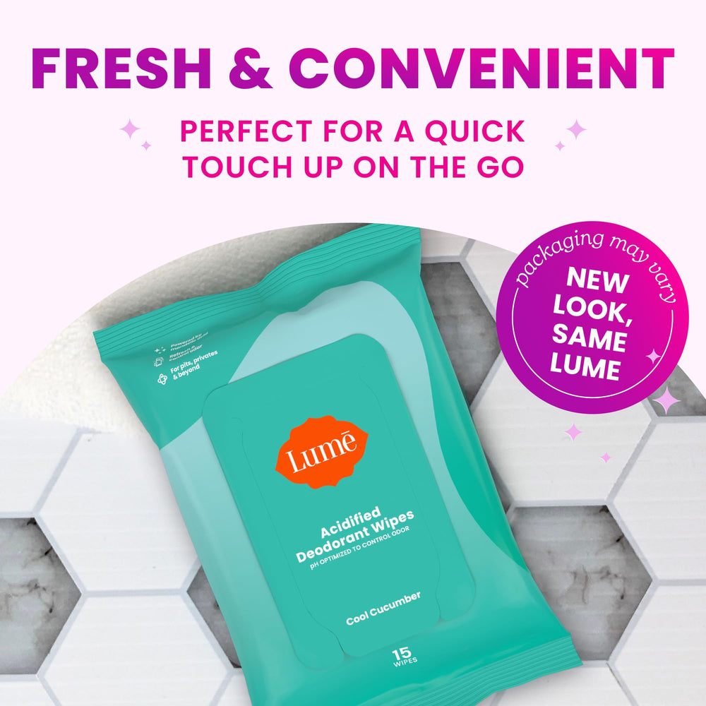 Lume acidified deodorant wipes eco friendly packaging for sustainable use