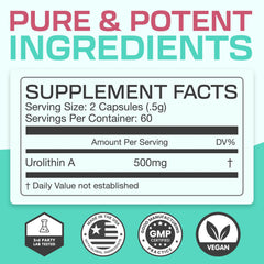 Lumora Urolithin A bottle with 60-day supply label