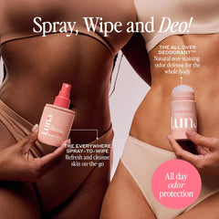 Luna Daily Everywhere Spray-To-Wipe label close-up on packaging