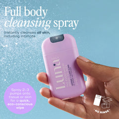 Luna Daily Fragrance-Free Spray to Wipe ideal for sensitive skin cleansing.