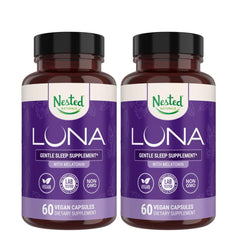Luna Sleep Aid hero image featuring Nested Naturals bottle