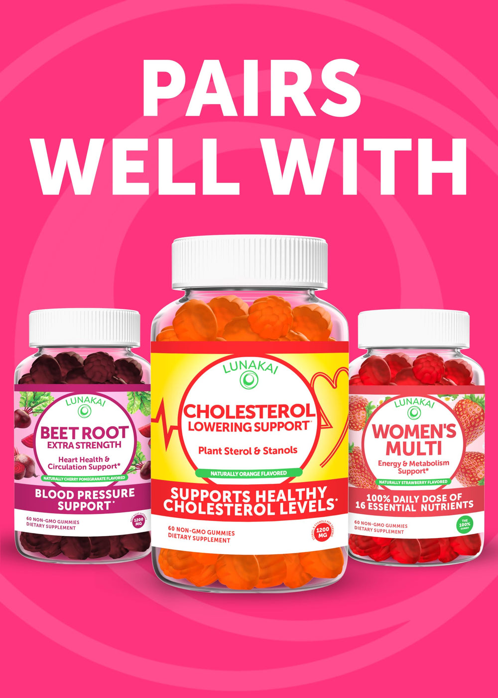 Healthy hair, skin and nails concept with Lunakai gummies