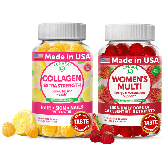 Lunakai collagen gummies bottle with lemon flavor