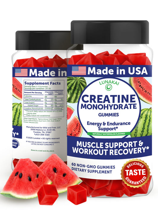Lunakai Creatine Gummies bottle – hero image on white background