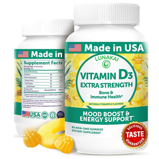 Lunakai Vitamin D3 Gummies 2000 IU bottle front