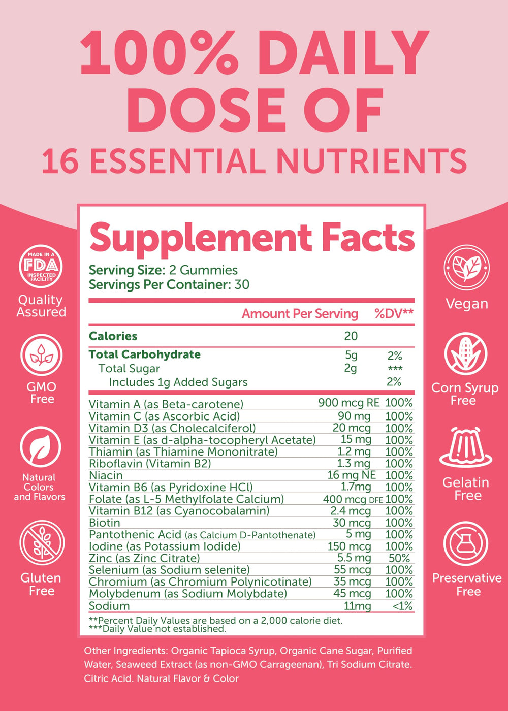 Gelatin-free and gluten-free indicators on the Lunakai label