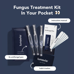 Lunavia Antifungal Pen on-skin usage demonstrates quick, non-greasy application before footwear.