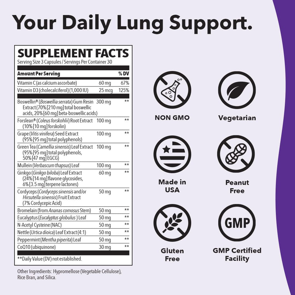 Lung Capaci-T bottle with 90 capsules