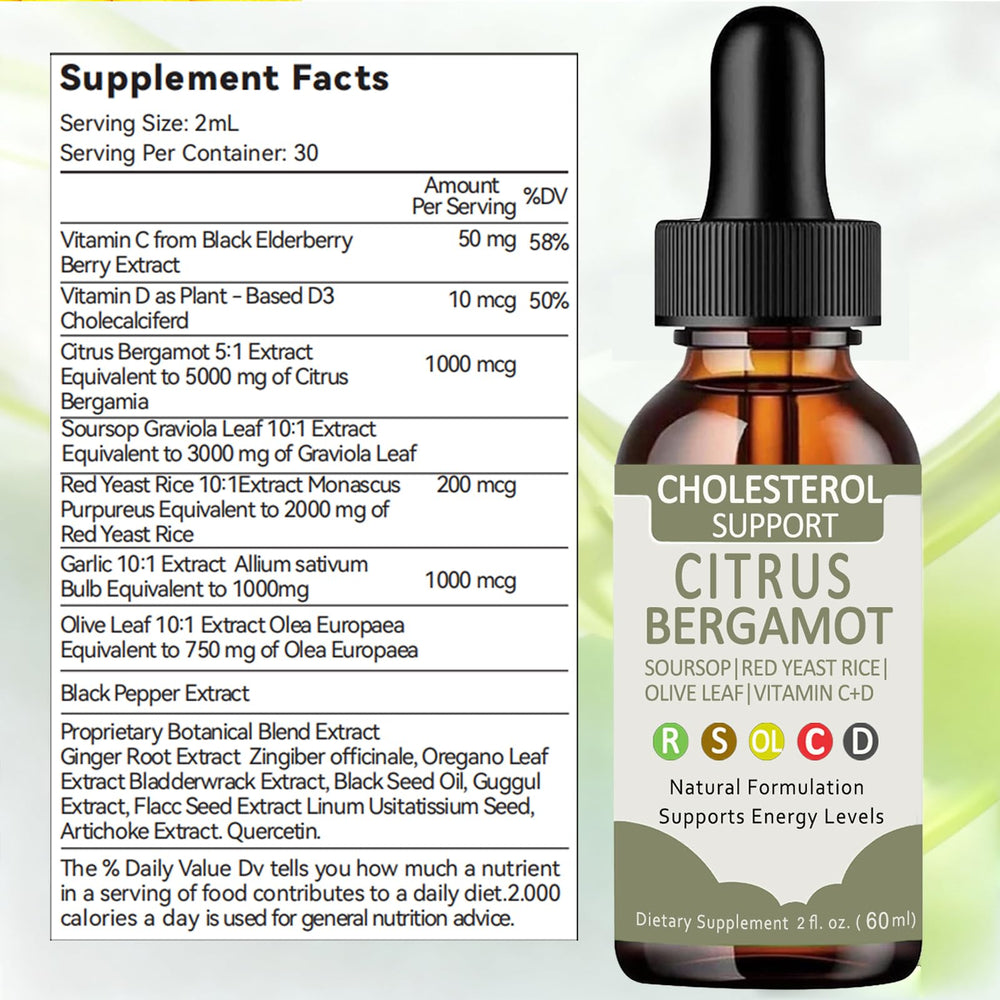 Ingredients include Red Yeast Rice with Citrus Bergamot, Olive Leaf, and Black Pepper
