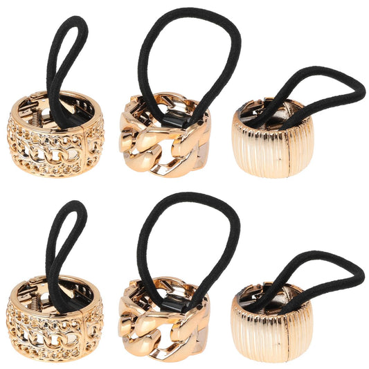 Lurrose gold ponytail cuff close-up shows the rose-gold buckle for secure style.