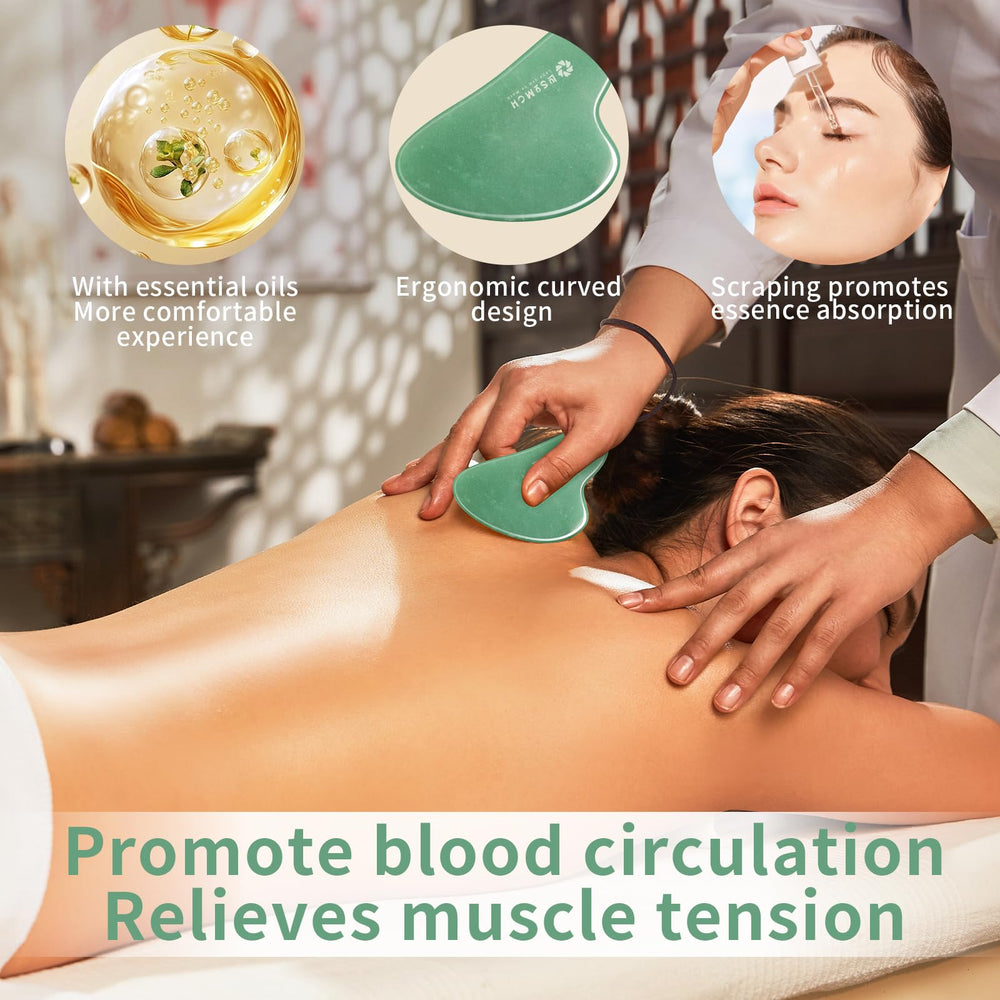 Face and neck massage with jade Gua Sha