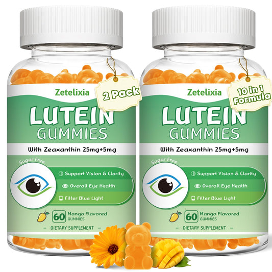 Two-pack lutein gummies bottle with mango flavor (25mg per serving)