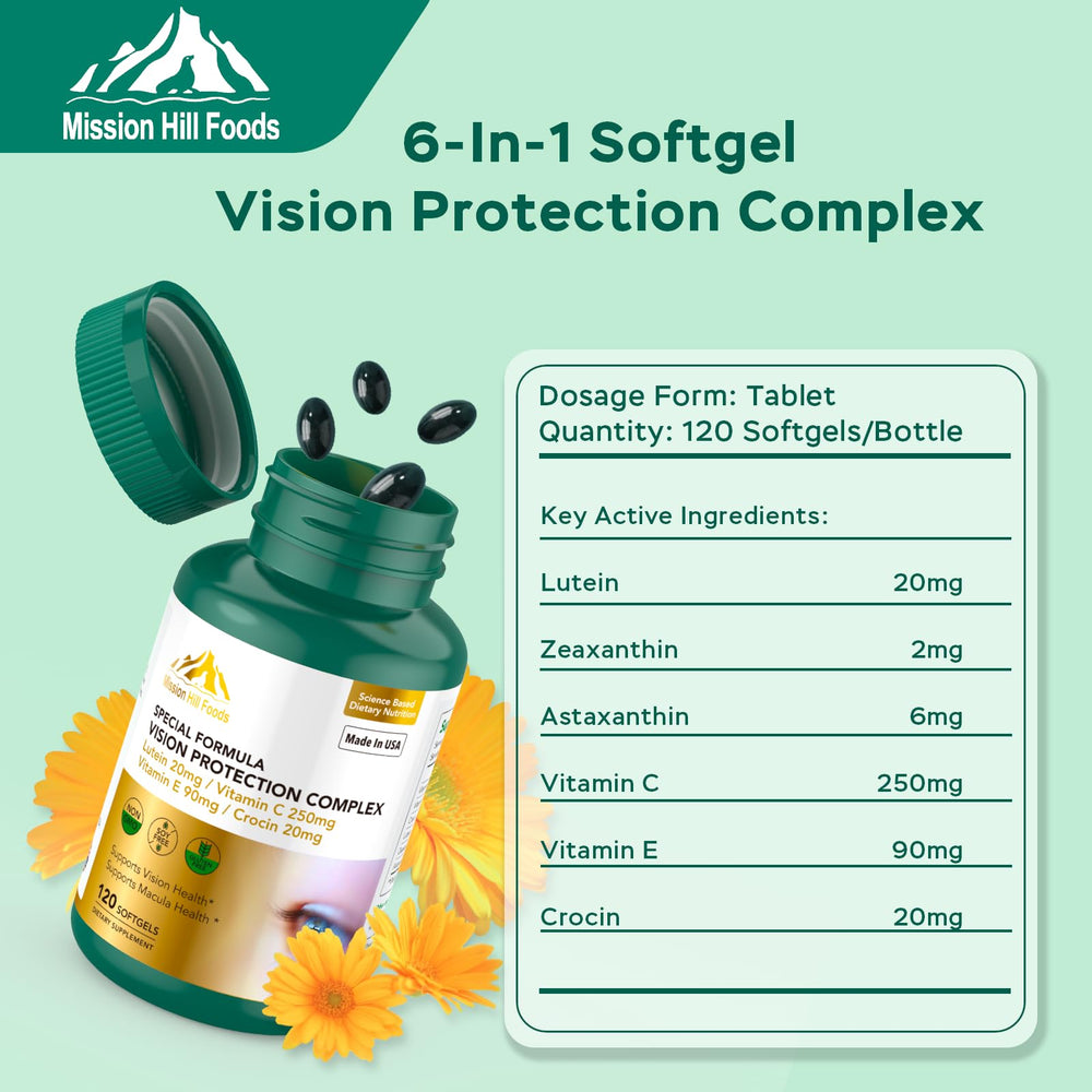 Lutein 20mg and Zeaxanthin highlight on packaging