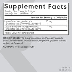Close-up of Lutein and Zeaxanthin labeling