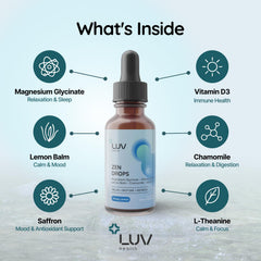 Front label of LUV Zen Drops