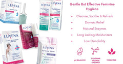 LUVENA wipe usage front to back illustration for proper cleansing